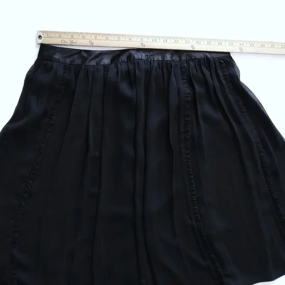 Nicole Miller Women’s Black Chiffon Pleated Knee Length Skirt- Size 10 - Picture 7 of 8